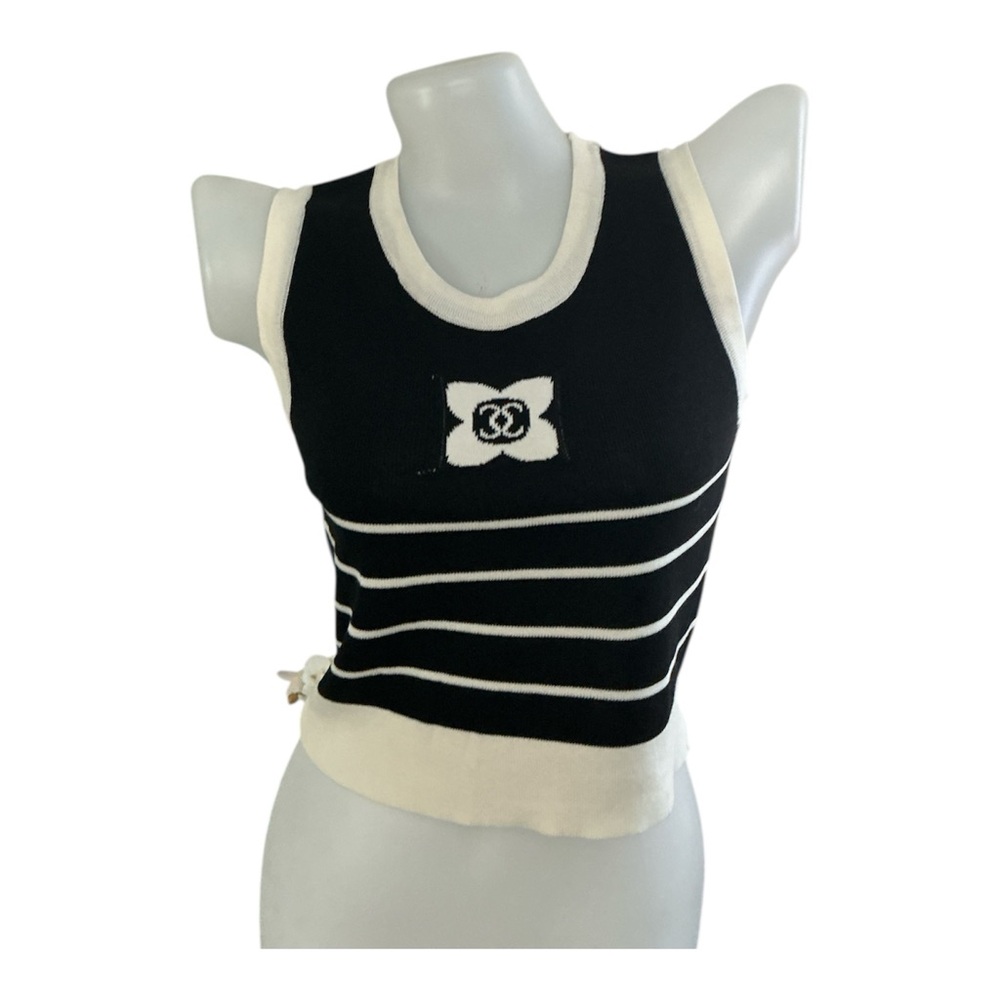 Chanel Black and White Sleeveless Top